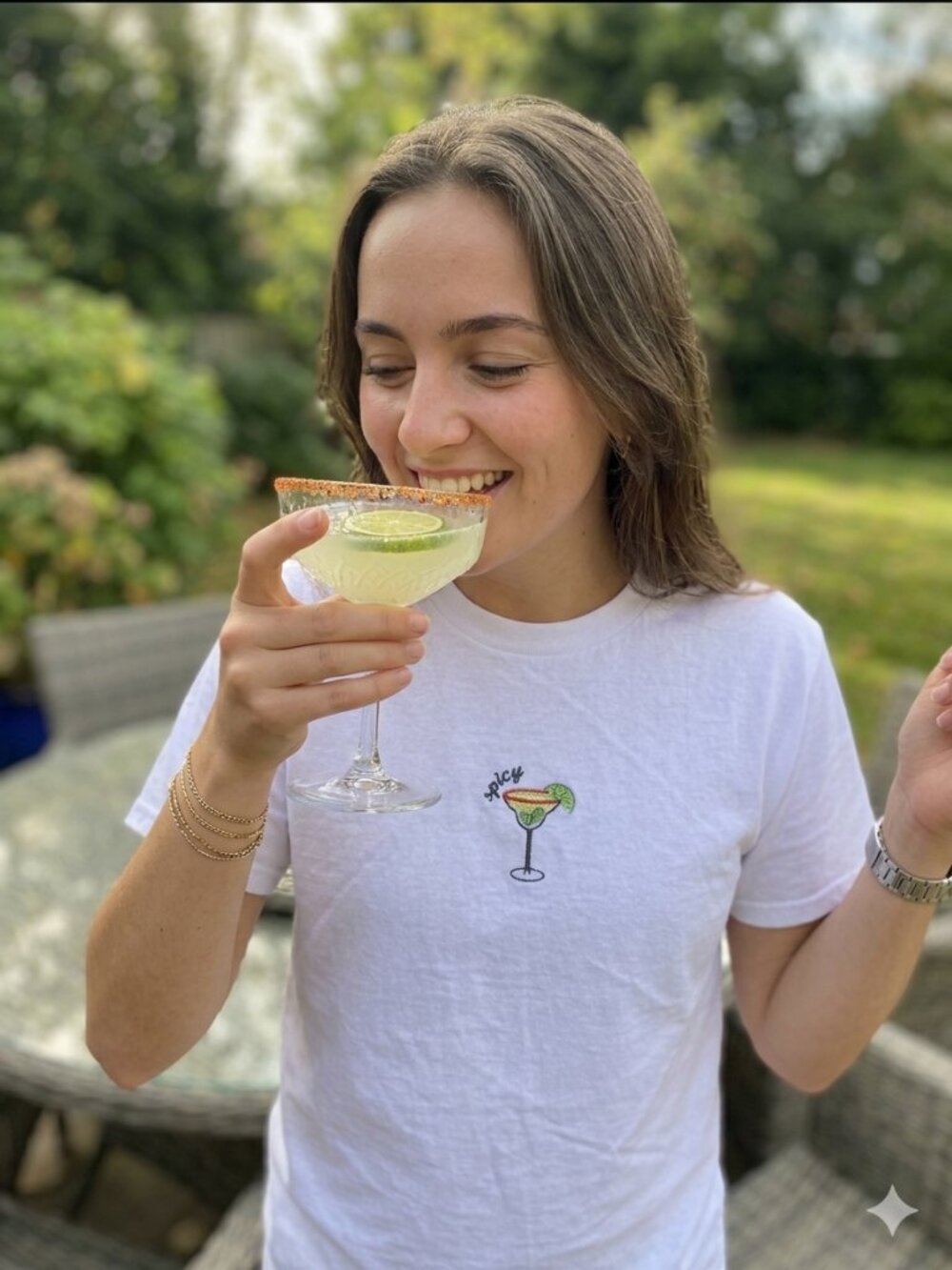 Spicy Marg Embroidered T-Shirt 🌶️🍸✨ | Fitted Summer Baby Tee | Cocktail T-shir